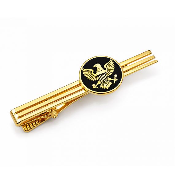 Gold eagle soft enamel military tie clip